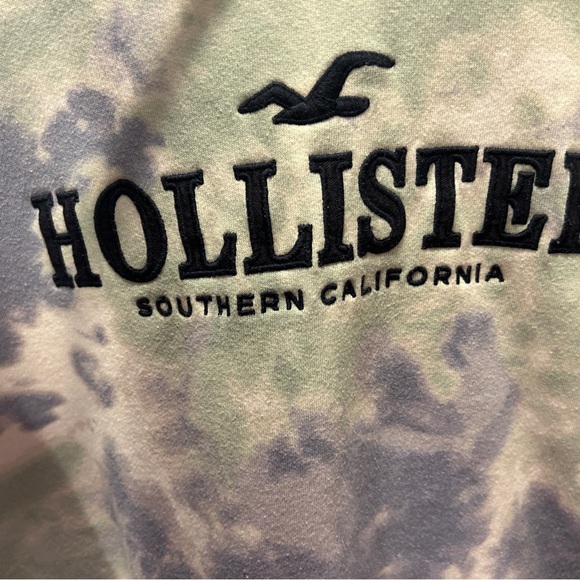 Hollister Tie Dye Hoodie Sweatshirt Blue Green Women’s Large - Picture 2 of 10